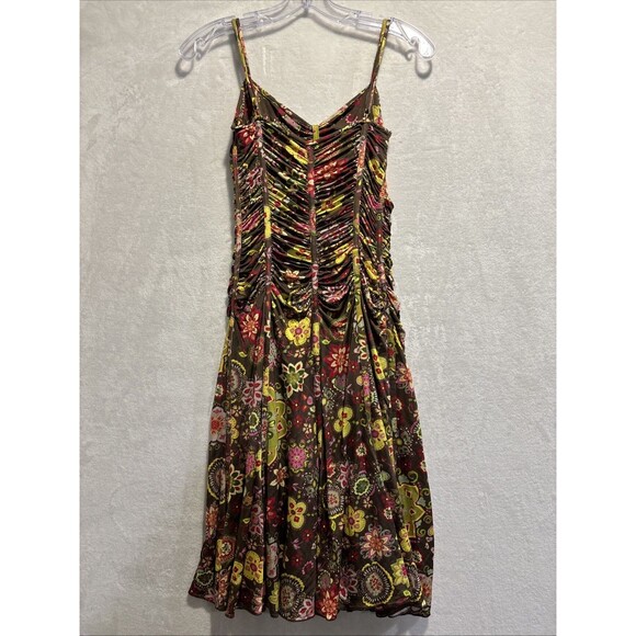 Alberto Makali Boho Ruched Colorful Dress Y2K Whimsygoth Witchy Gypsy Rock 4 - Picture 6 of 11